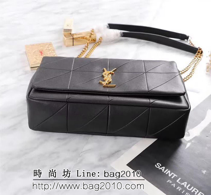 YSL聖羅蘭 新款 原版皮拼接黑色鏈條單肩斜挎包 26825 YAS1144